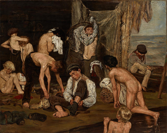 马克斯·利伯曼（Max Liebermann，德国画家）高清作品下载-《Swimmers (1875–1877)》