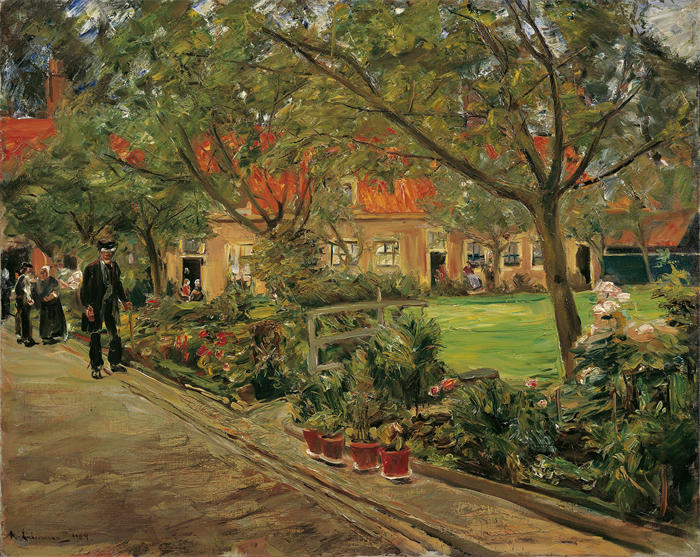 马克斯·利伯曼（Max Liebermann，德国画家）高清作品下载-《伊丹的医院花园（1904年）》