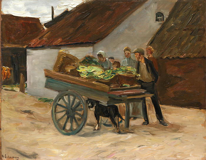 马克斯·利伯曼（Max Liebermann，德国画家）高清作品下载-《蔬菜手推车 - 狗车（1906 年）》