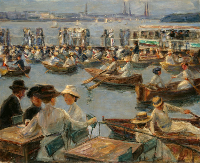 马克斯·利伯曼（Max Liebermann，德国画家）高清作品下载-《在汉堡的阿尔斯特》