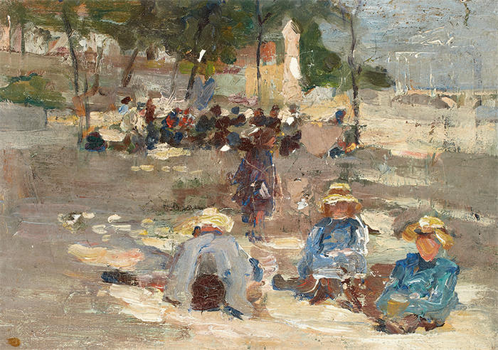 马克斯·利伯曼（Max Liebermann，德国画家）高清作品下载-《在公园野餐》