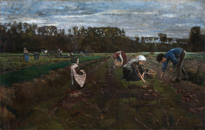 马克斯·利伯曼（Max Liebermann，德国画家）高清作品下载-《马铃薯收获（1875 年）》