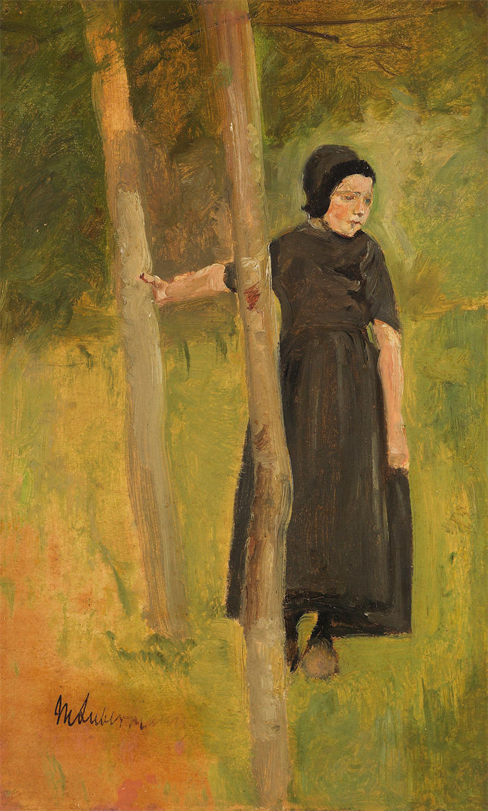 马克斯·利伯曼（Max Liebermann，德国画家）高清作品下载-《树下的孩子（1882年）》