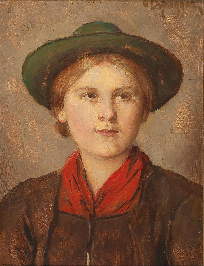 弗朗茨·冯·德弗雷格（Franz von Defregger，奥地利画家）高清作品-《年轻女孩》