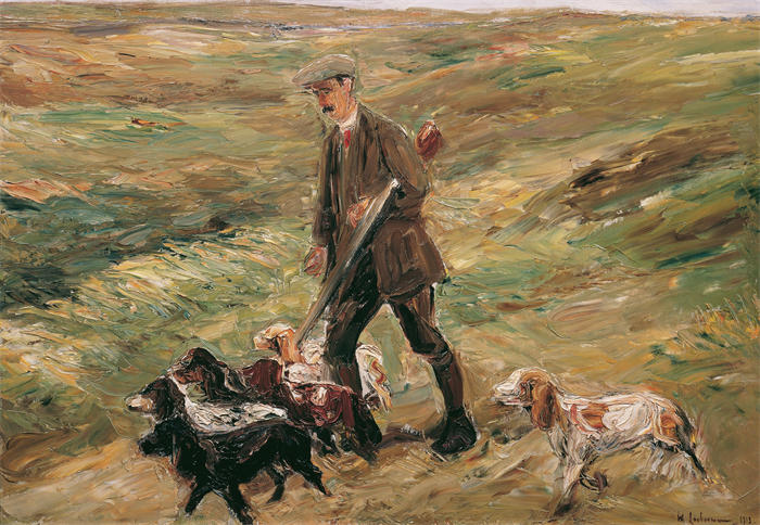 马克斯·利伯曼（Max Liebermann，德国画家）高清作品下载-《沙丘中的猎人（1913）》