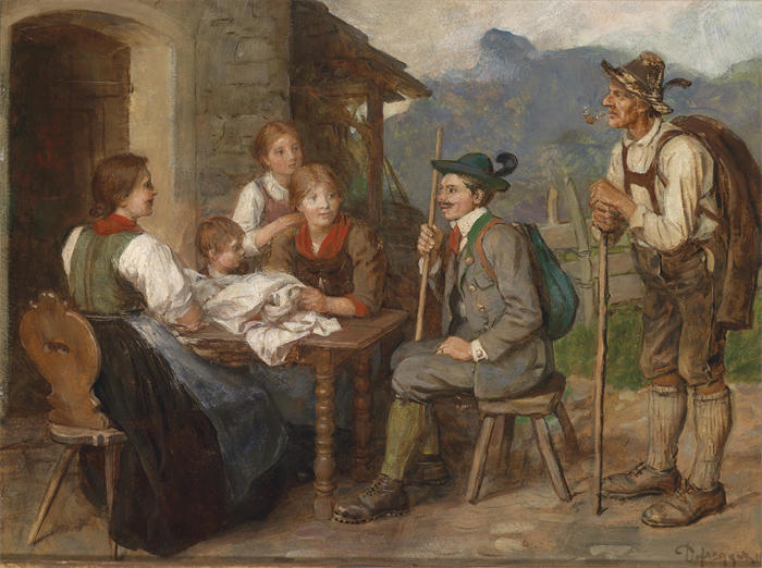 弗朗茨·冯·德弗雷格（Franz von Defregger，奥地利画家）高清作品-《沙龙-提洛尔 (1916)》