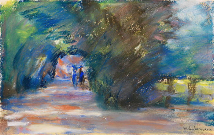 马克斯·利伯曼（Max Liebermann，德国画家）高清作品下载-《有两个骑士的大道（1911）》