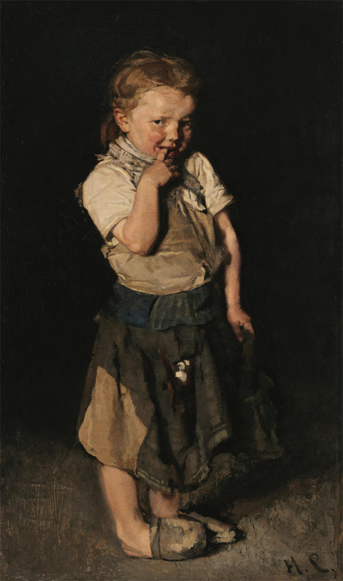 马克斯·利伯曼（Max Liebermann，德国画家）高清作品下载-《鞋匠的女孩 (1871)》