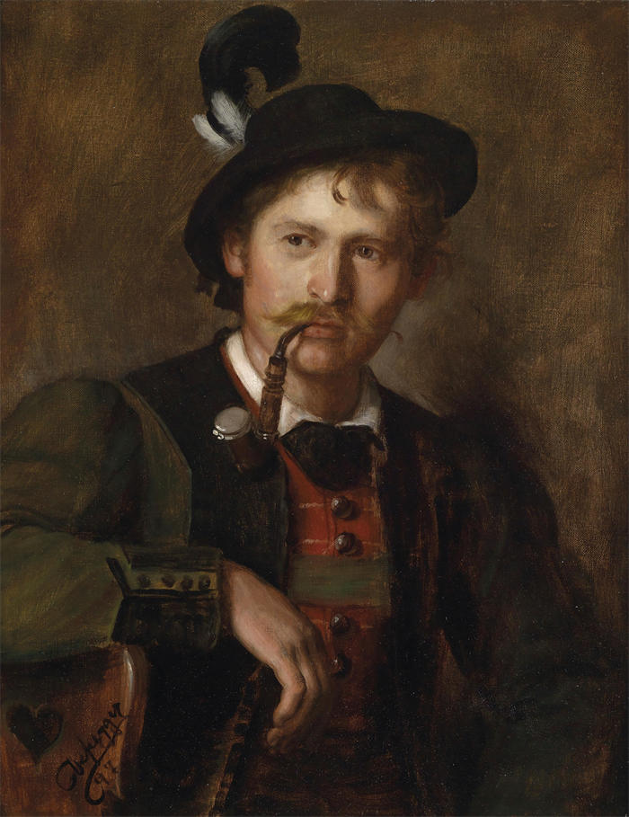 弗朗茨·冯·德弗雷格（Franz von Defregger，奥地利画家）高清作品-《肖像 eines jungen Tirolers (1897)》