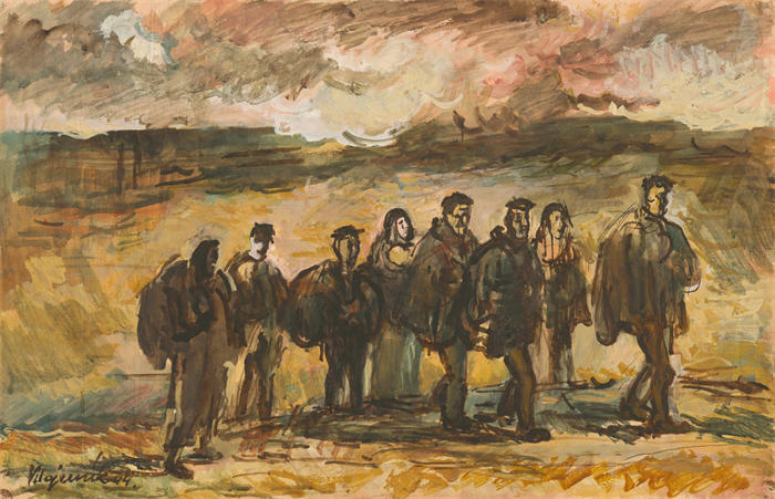 赛普里安·马耶尼克（Cyprián Majerník,斯洛伐克画家）高清作品-《难民 (1944) (1)》