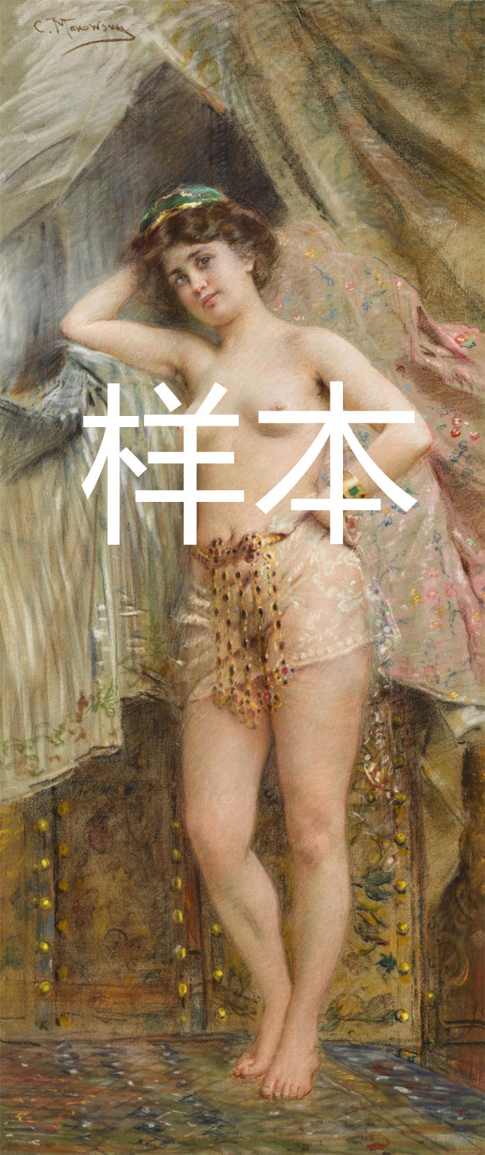 康斯坦丁·马科夫斯基( Konstantin Makovsky,俄罗斯画家)高清油画作品-《宫女》