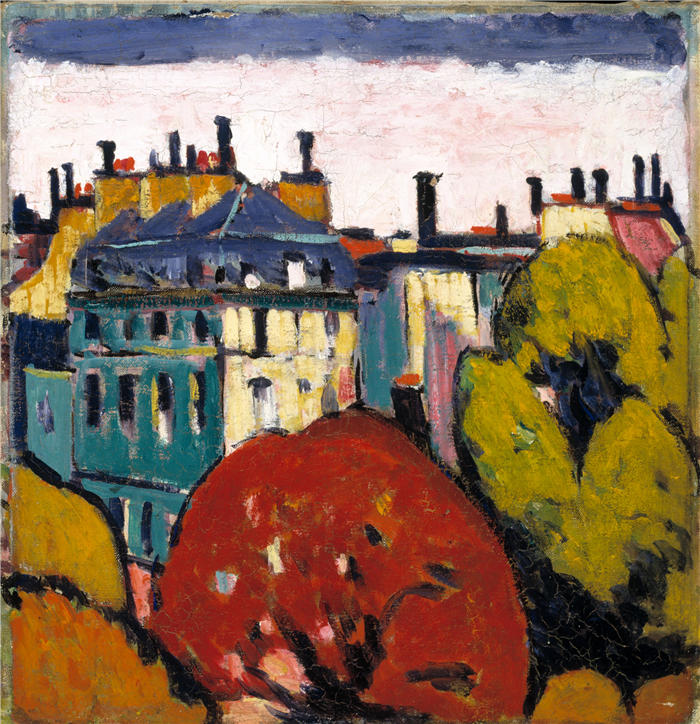 亨利·莱曼·萨昂(Henry Lyman Saÿen,美国画家)高清作品-《景观,巴黎(1912-1914)》