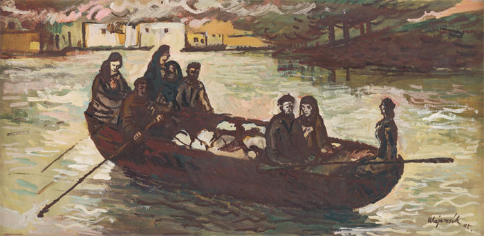 赛普里安·马耶尼克（Cyprián Majerník,斯洛伐克画家）高清作品-《逃离燃烧的村庄 (1945)》