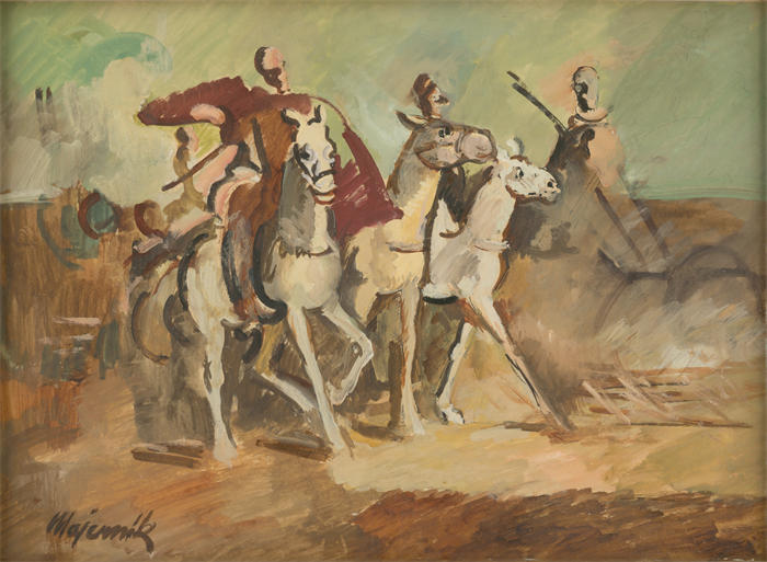 赛普里安·马耶尼克（Cyprián Majerník,斯洛伐克画家）高清作品-《骑马者 (1938)》