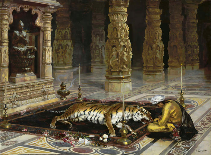 鲁道夫·恩斯特（Rudolf Ernst，奥地利画家）高清作品-《向老虎致敬》