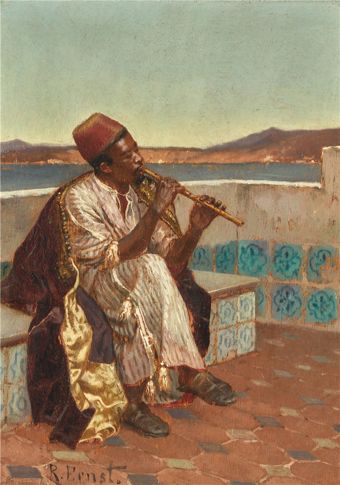 鲁道夫·恩斯特（Rudolf Ernst，奥地利画家）高清作品-《露台上的音乐家》