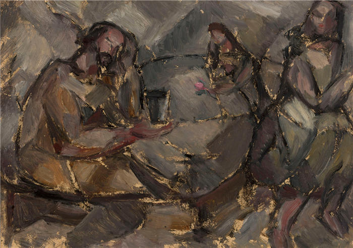 塔德乌什·马科夫斯基（Tadeusz Makowski，波兰画家 ）高清作品-《在酒吧里（1912）》