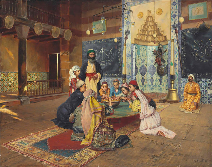 鲁道夫·恩斯特（Rudolf Ernst，奥地利画家）高清作品-《斯库塔里苦行僧的慈善事业》