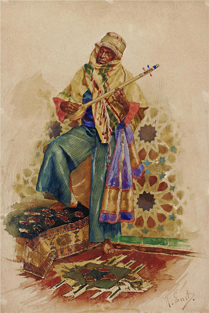 鲁道夫·恩斯特（Rudolf Ernst，奥地利画家）高清作品-《阿拉伯音乐家》