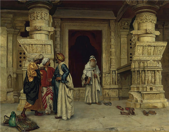 鲁道夫·恩斯特（Rudolf Ernst，奥地利画家）高清作品-《清真寺外 (1)》