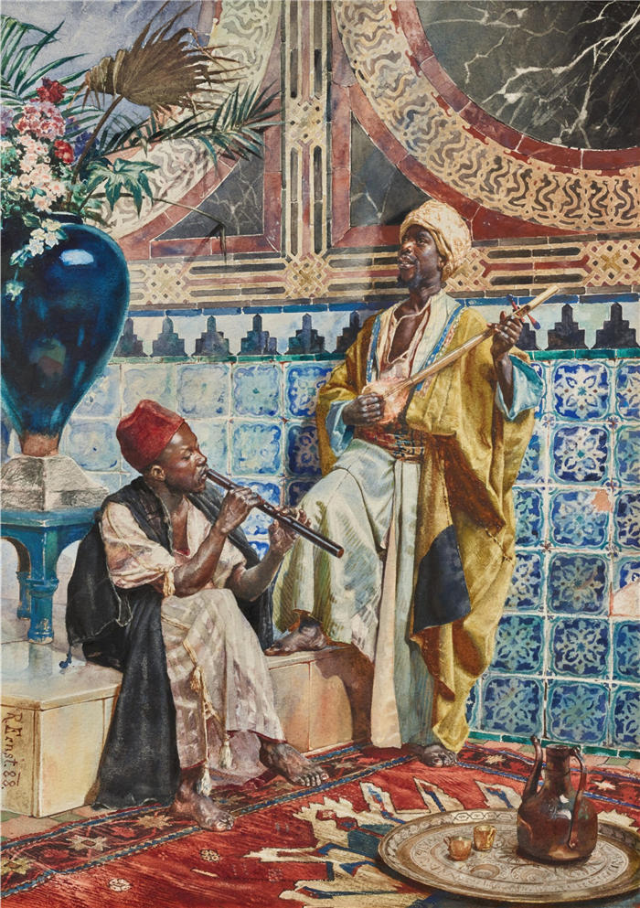 鲁道夫·恩斯特（Rudolf Ernst，奥地利画家）高清作品-《音乐家 (1888)》
