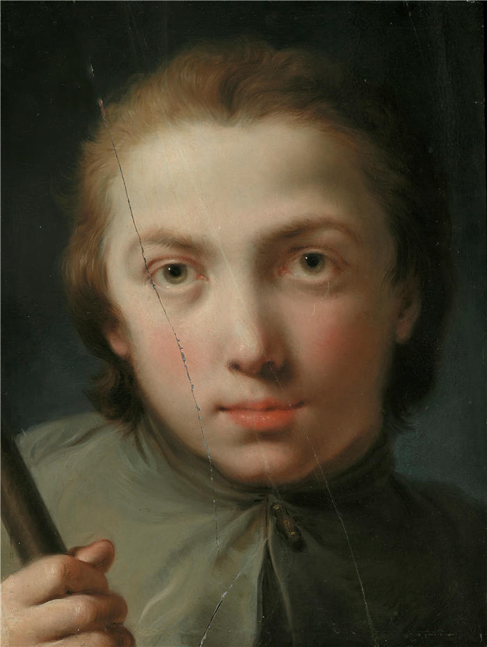 加埃塔诺·甘多菲(Gaetano Gandolfi,意大利画家)高清作品-《男孩的头(1770 至 1780 年间)》