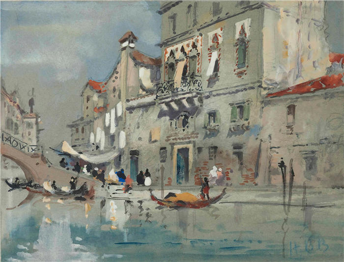 赫拉克勒斯·布拉巴松·布拉巴松(Hercules Brabazon Brabazon,英国画家)高清作品-《威尼斯丁托列托之家》