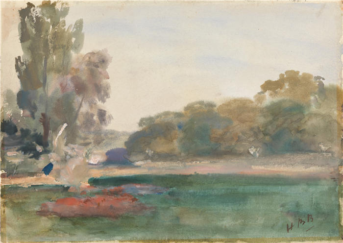 赫拉克勒斯·布拉巴松·布拉巴松(Hercules Brabazon Brabazon,英国画家)高清作品-《一个公园》
