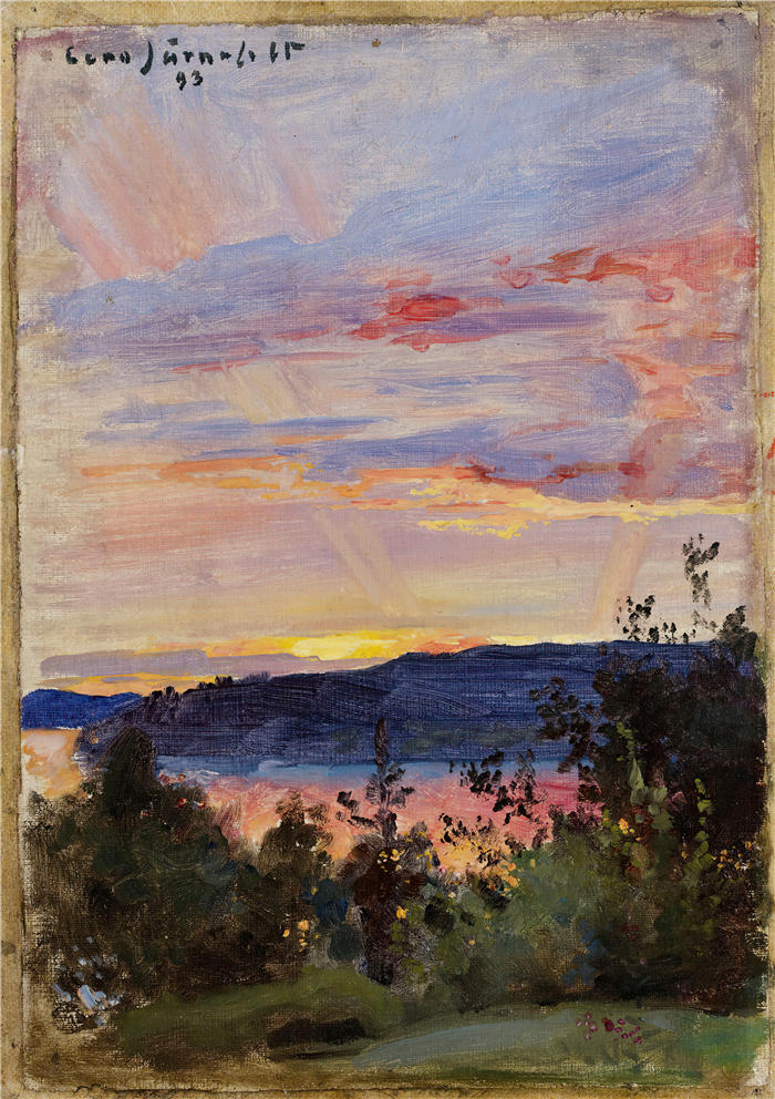 埃罗·杰内费尔特（Eero Järnefelt，芬兰画家）高清作品-《日落 (1893)》