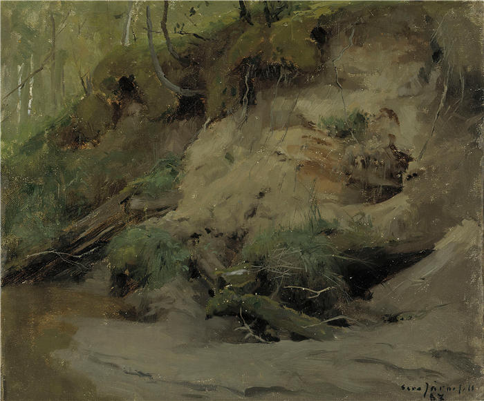 埃罗·杰内费尔特（Eero Järnefelt，芬兰画家）高清作品-《有沙坡的森林（1887 年）》