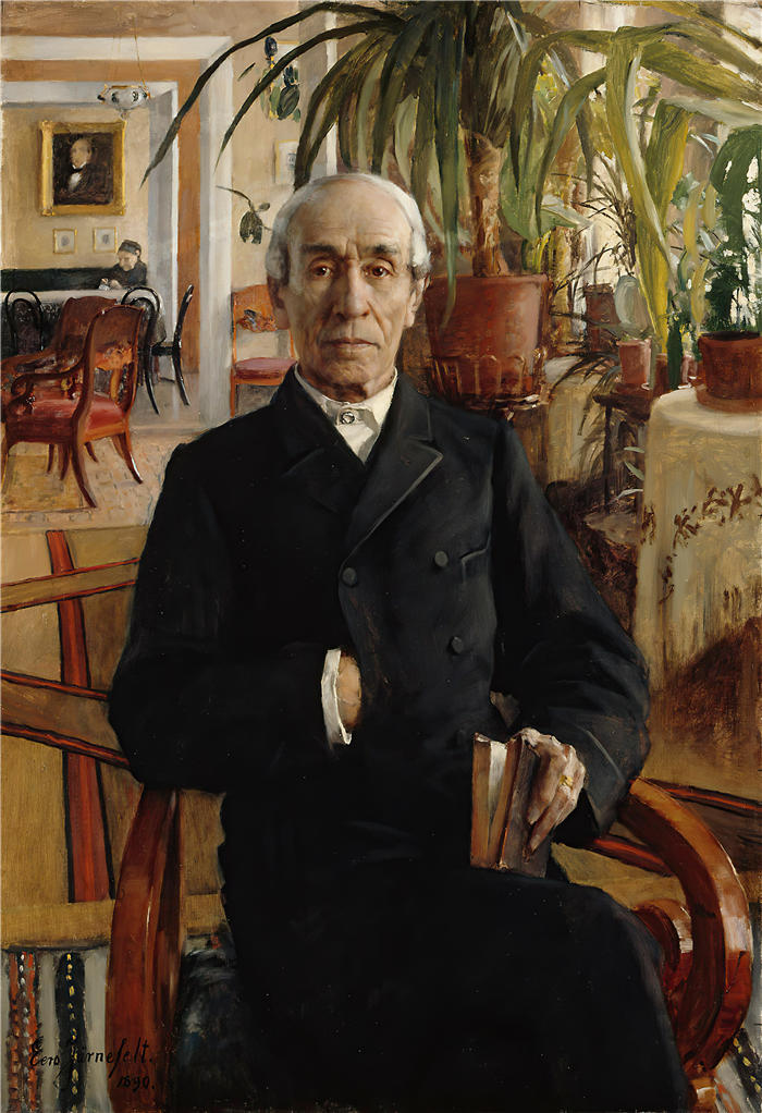 埃罗·杰内费尔特（Eero Järnefelt，芬兰画家）高清作品-《大学副校长约翰·菲利普·帕尔门男爵的肖像（1890 年）》