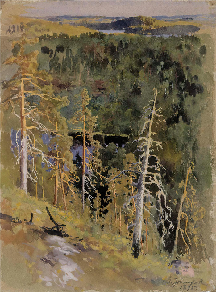 埃罗·杰内费尔特（Eero Järnefelt，芬兰画家）高清作品-《森林景观 (1895)》