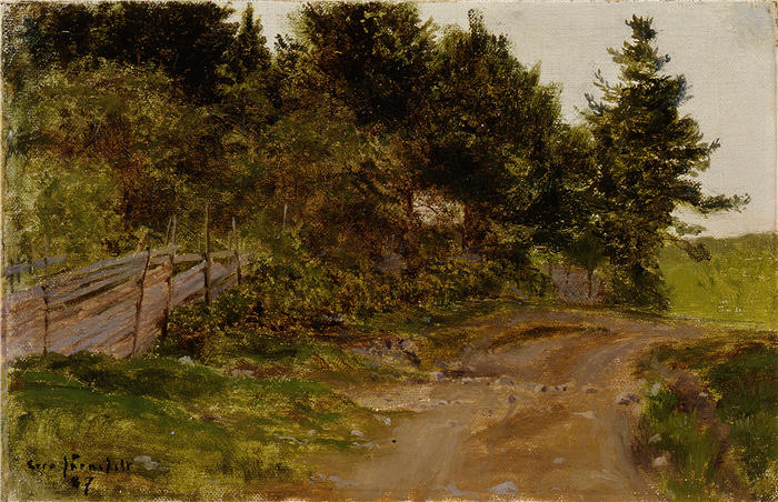 埃罗·杰内费尔特（Eero Järnefelt，芬兰画家）高清作品-《林中小径 (1887)》
