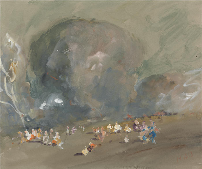赫拉克勒斯·布拉巴松·布拉巴松(Hercules Brabazon Brabazon,英国画家)高清作品-《乡村聚会》