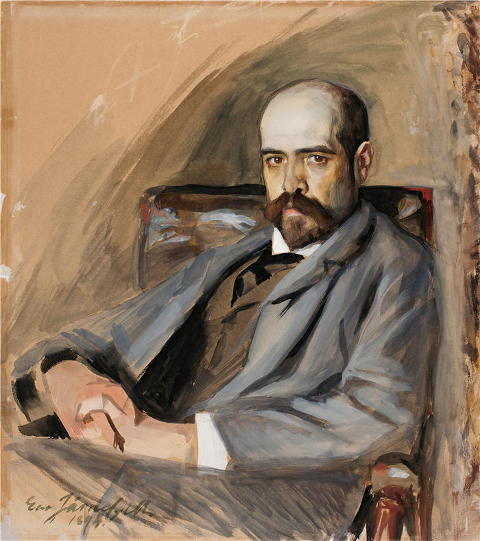 埃罗·杰内费尔特（Eero Järnefelt，芬兰画家）高清作品-《Gunnar Berndtson 的肖像 (1892 - 1894)》