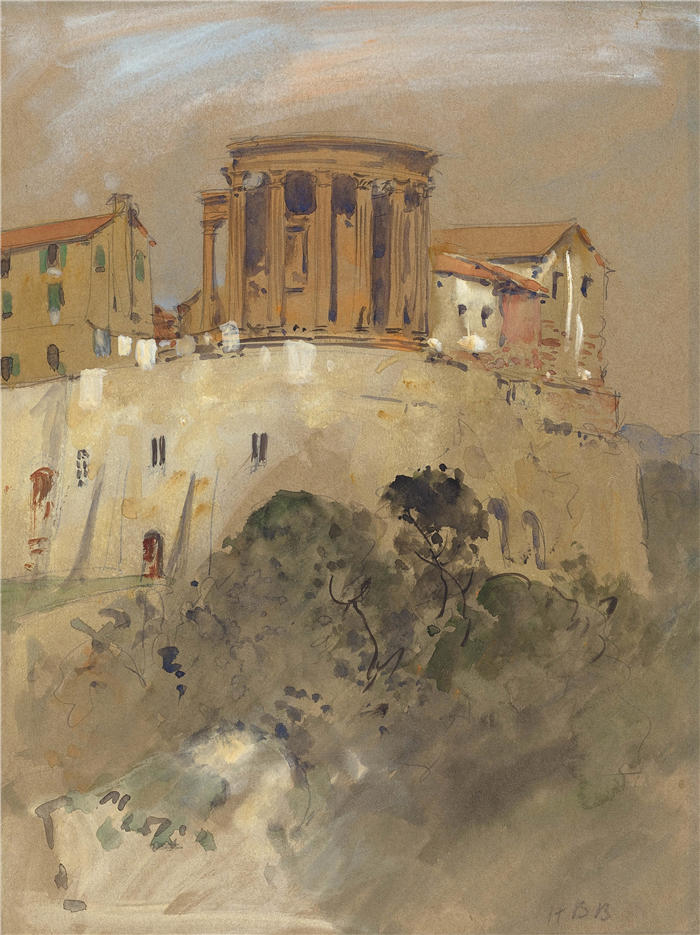 赫拉克勒斯·布拉巴松·布拉巴松(Hercules Brabazon Brabazon,英国画家)高清作品-《蒂沃利的灶神庙》