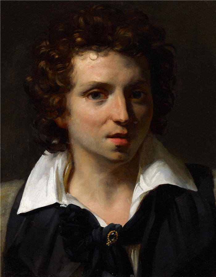 西奥多·杰利柯(Théodore Géricault，法国画家)高清作品-《一个年轻人的肖像（约 1818 年）》