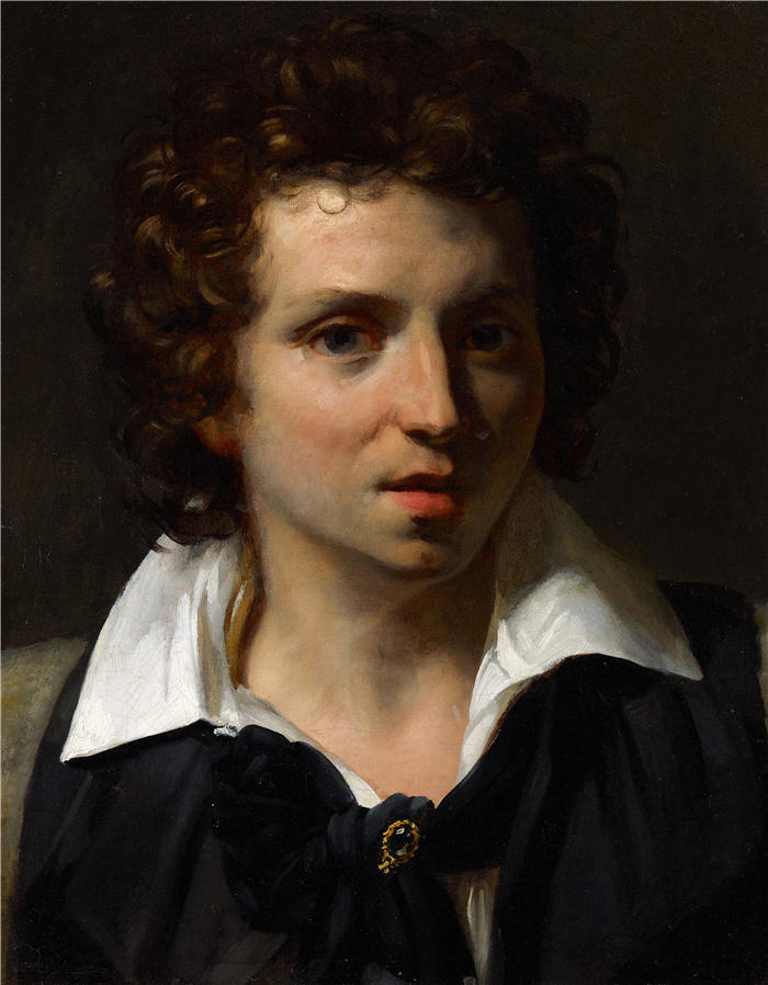 西奥多·杰利柯(Théodore Géricault,法国画家)高清作品-《一个年轻人的肖像(约 1818 年)》