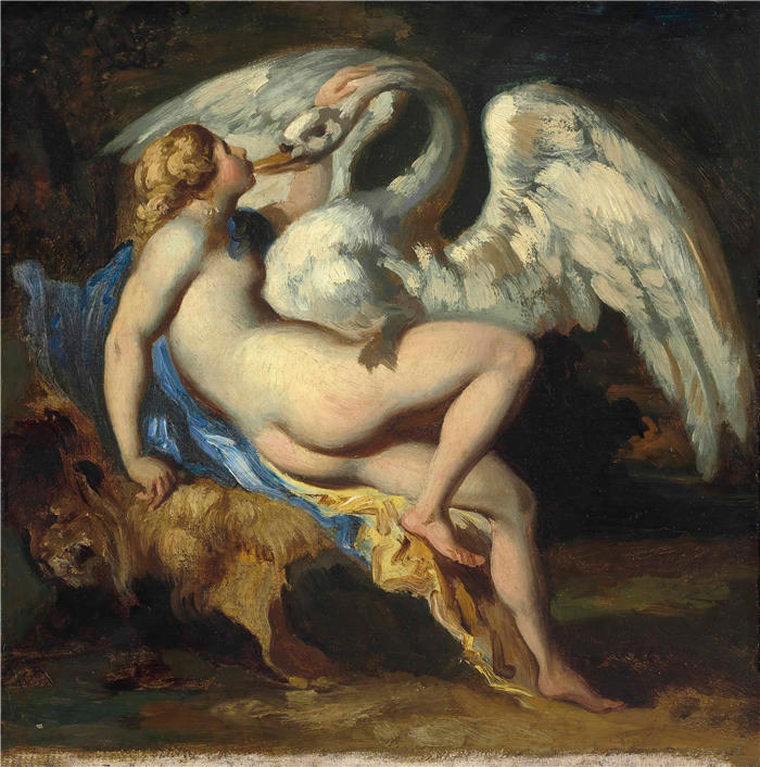 西奥多·杰利柯(Théodore Géricault，法国画家)高清作品-《莱达和天鹅》