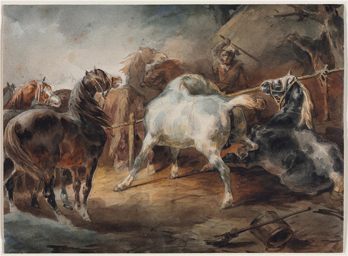 西奥多·杰利柯(Théodore Géricault,法国画家)高清作品-《战马(约 1820 年)》