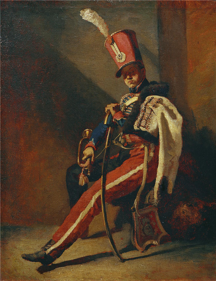 西奥多·杰利柯(Théodore Géricault,法国画家)高清作品-《奥尔良轻骑兵的号手(1813-1814)》