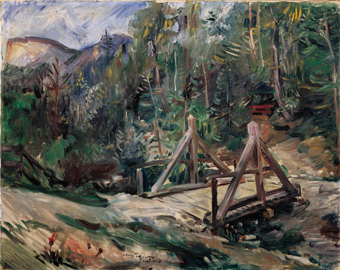 洛维斯·科林斯（Lovis Corinth，德国画家）高清作品-《蒂罗尔风景与桥（1913 年）》
