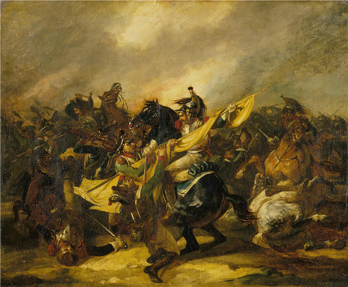 西奥多·杰利柯(Théodore Géricault,法国画家)高清作品-《胸甲骑兵冲锋(c. 1822 - c. 1823)》