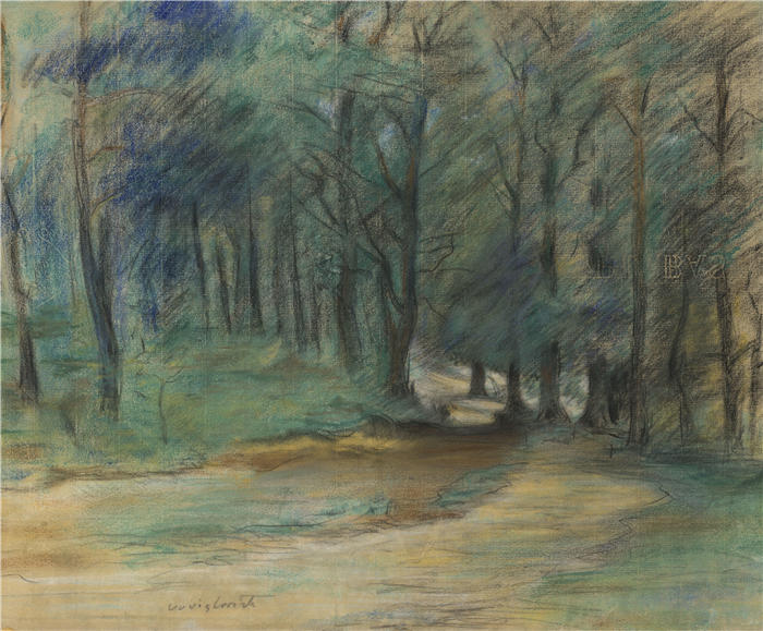 洛维斯·科林斯（Lovis Corinth，德国画家）高清作品-《林地小径（1890 年代）》