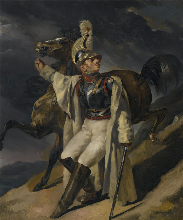 西奥多·杰利柯(Théodore Géricault,法国画家)高清作品-《受伤的胸甲骑士,书房(1814 年)》