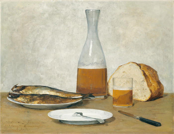 阿尔伯特·安克（Albert Anker，瑞士画家）高清作品-《静物; 鲱鱼》