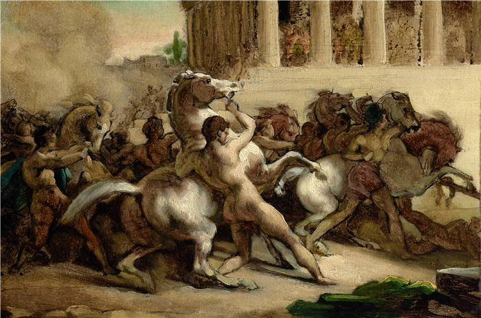 西奥多·杰利柯(Théodore Géricault，法国画家)高清作品-《无骑士赛跑 (1817)》