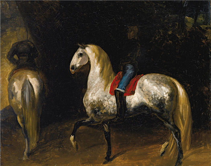 西奥多·杰利柯(Théodore Géricault，法国画家)高清作品-《苹果灰马》