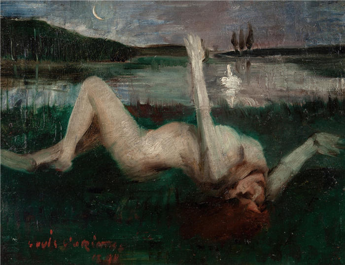 洛维斯·科林斯（Lovis Corinth，德国画家）高清作品-《勒达 (1890)》