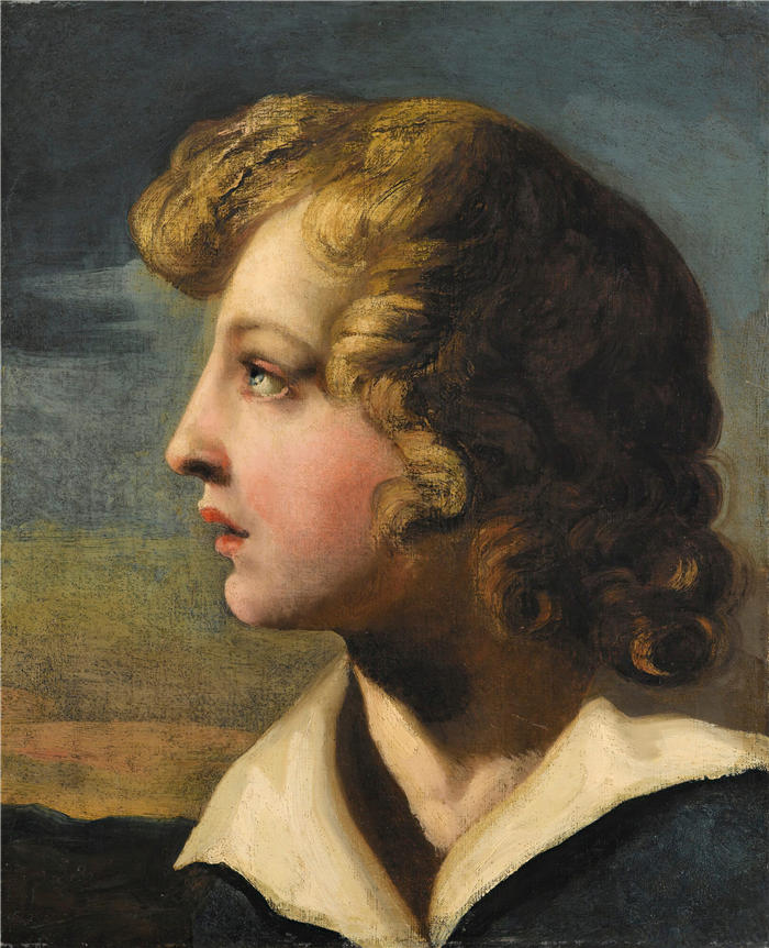 西奥多·杰利柯(Théodore Géricault，法国画家)高清作品-《肖像 DE JeUNE GARÇON DE PROFIL》